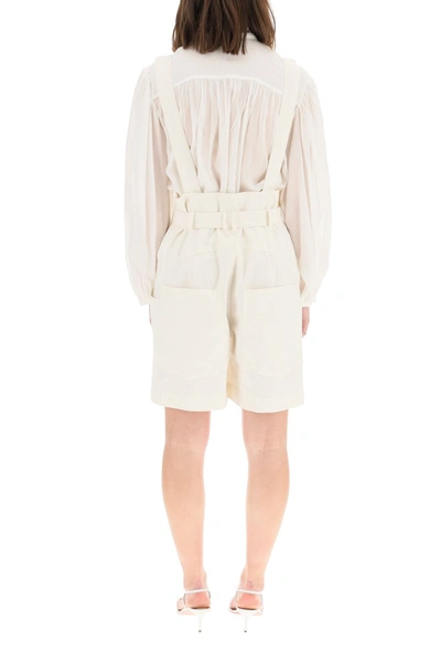 Shop Isabel Marant Effie Shorts With Suspenders In Ecru