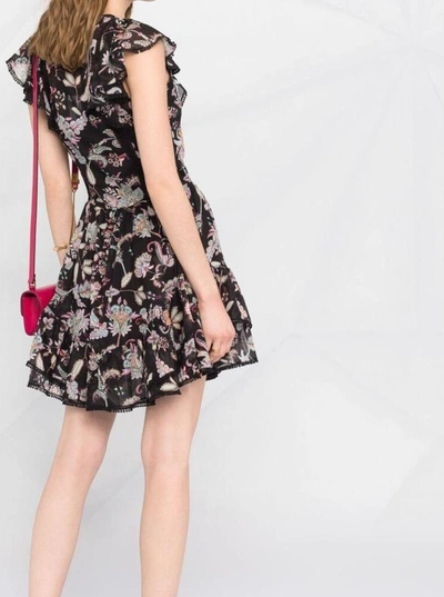 Shop Twinset Floral Cotton Dress In Black