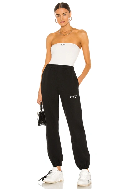 Shop Off-white Ribbed Strapless Bodysuit In White
