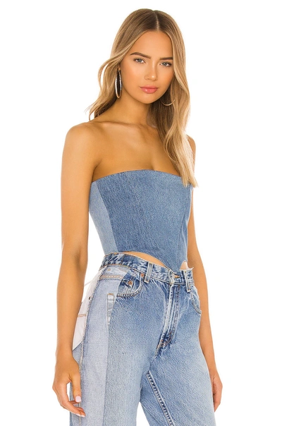 Sami Miro Vintage Alpha Strapless Upcycled Denim Corset In Blue