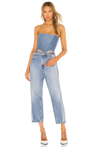 Sami Miro Vintage Alpha Strapless Upcycled Denim Corset In Blue