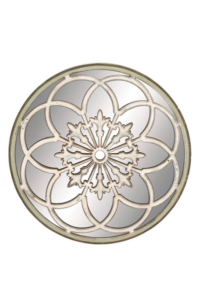 Shop Willow Row White Wood Medallion Floral Wall Mirror