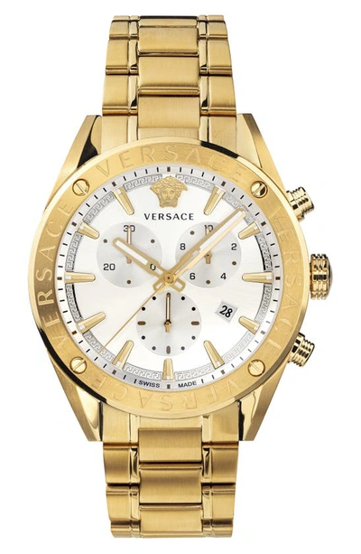 Shop Versace Chrono Bracelet Watch, 44mm In Gold/ Silver/ Gold