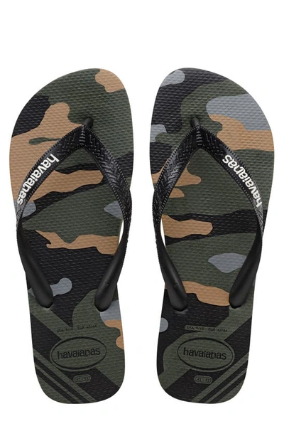 Shop Havaianas Top Camo Flip Flop In Olive Green