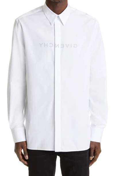 Shop Givenchy Reverse Logo Button-up Shirt In White