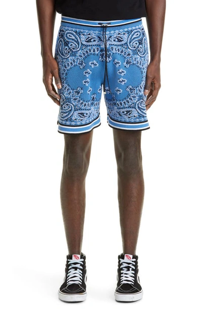 Shop Amiri Bandana Crochet Basketball Shorts In Carolina Blue