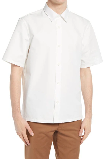 Shop Club Monaco Standard Short Sleeve Button-up Shirt In Blanc De Blanc