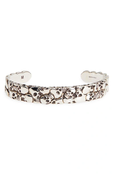 Shop Alexander Mcqueen Skull Cuff Bracelet In Silver