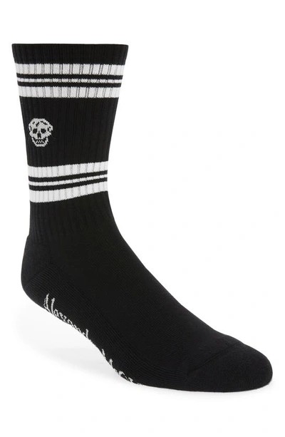 Shop Alexander Mcqueen Stripe Skull Socks In Black/ Ivory