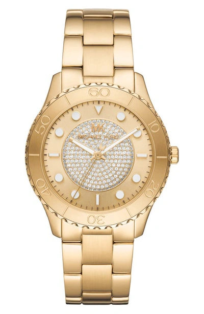Shop Michael Michael Kors Runway Pave Dial Bracelet Watch, 40mm In Gold
