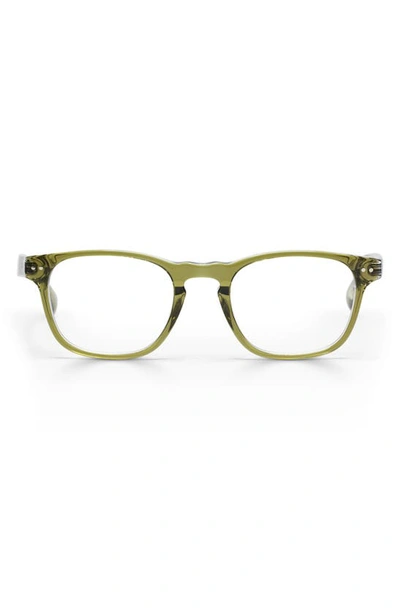 Shop Eyebobs Old Sport 48mm Rectangular Reading Glasses In Olive Crystal/ Clear