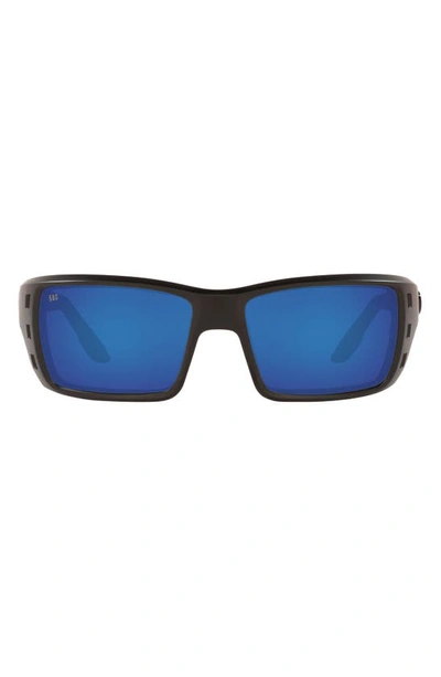 Shop Costa Del Mar 63mm Oversize Polarized Rectangular Sunglasses In Black Grey