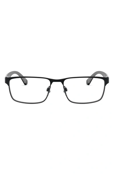 Shop Emporio Armani 54mm Rectangular Optical Glasses In Matte Black