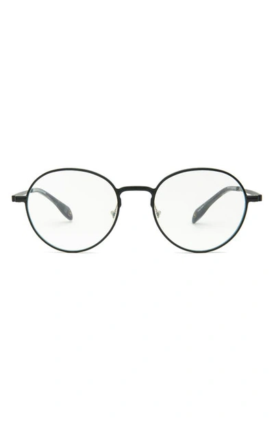 Shop Mita 51mm Round Blue Light Blocking Glasses In Matte Black/ Clear
