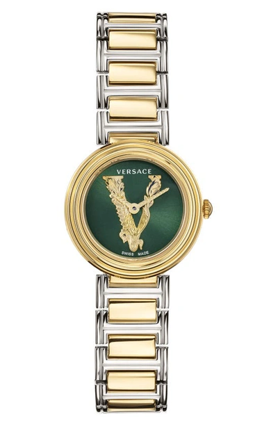 Shop Versace Virtus Round Bracelet Watch, 28mm In Gold