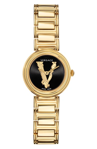 Shop Versace Virtus Mini Bracelet Watch & Leather Strap Set, 28mm In Gold