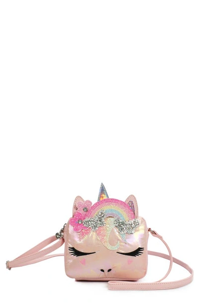 Shop Omg Accessories Miss Gwen Glitter Rainbow Crown Crossbody Bag In Pink