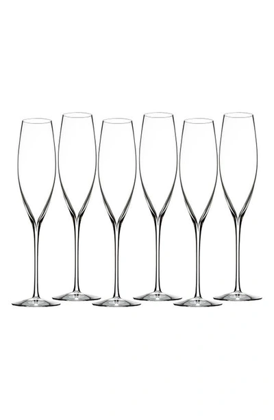 Waterford Elegance Set Of 6 Fine Crystal Champagne Flutes In Clear