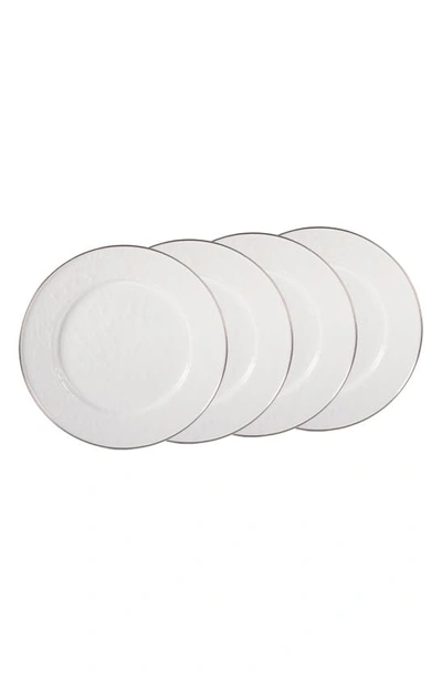 Shop Golden Rabbit Enamelware White On White Set Of 4 Sandwich Plates