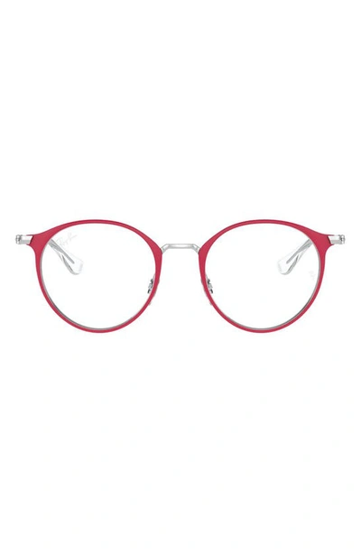 Shop Ray Ban Kids' 48mm Round Optical Glasses In Silver Red