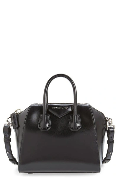 Shop Givenchy Mini Antigona Box Leather Satchel In Black