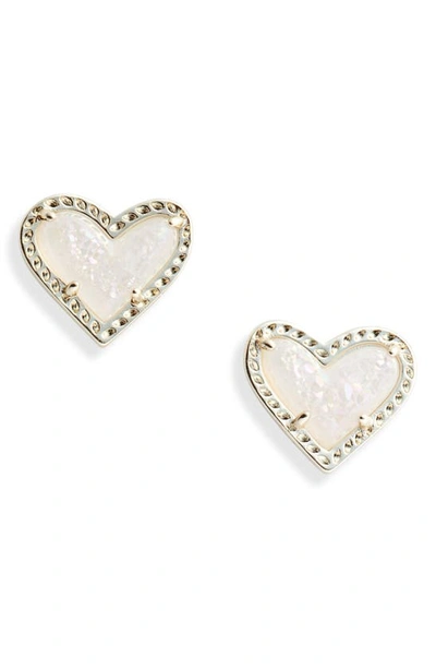 Shop Kendra Scott Ari Heart Stud Earrings In Gold/ Iridescent Drusy