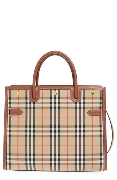 Burberry Check Medium Canvas Tote Bag in Multicoloured - Burberry