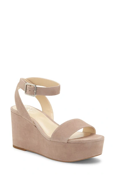 Shop Vince Camuto Gijenta Wedge Sandal In Dusty Mink Suede