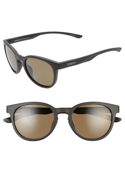 Shop Smith Eastbank 52mm Chromapop™ Polarized Round Sunglasses In Matte Black/ Green