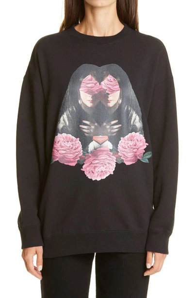 Shop Undercover Graphic Oversize Cotton Sweatshirt In Black