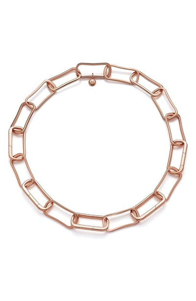 Shop Monica Vinader Alta Capture Large Link Necklace In Rose Gold