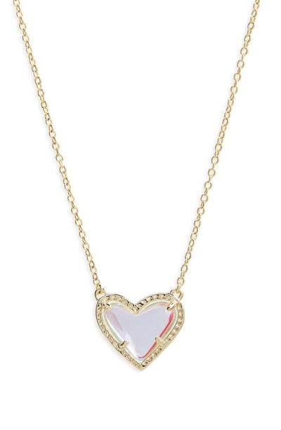 Shop Kendra Scott Ari Heart Pendant Necklace In Dichroic Glass