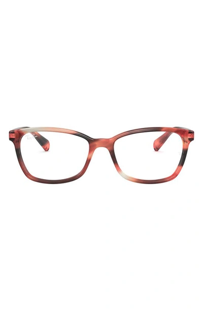 Shop Ray Ban 52mm Square Optical Glasses In Striped Brown