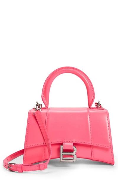Shop Balenciaga Extra Small Hourglass Leather Top Handle Bag In Pink