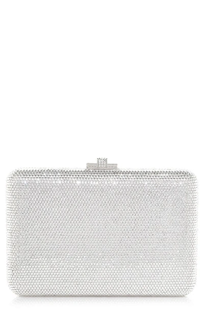 Shop Judith Leiber Couture Crystal Embellished Slim Frame Clutch In Silver Light Siam