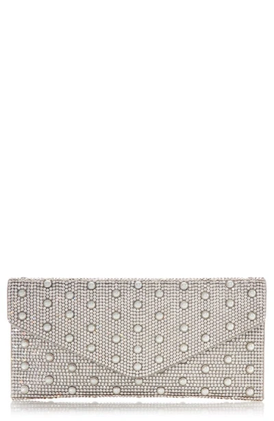 Shop Judith Leiber Beaded Envelope Clutch In Silver Rhine Mix