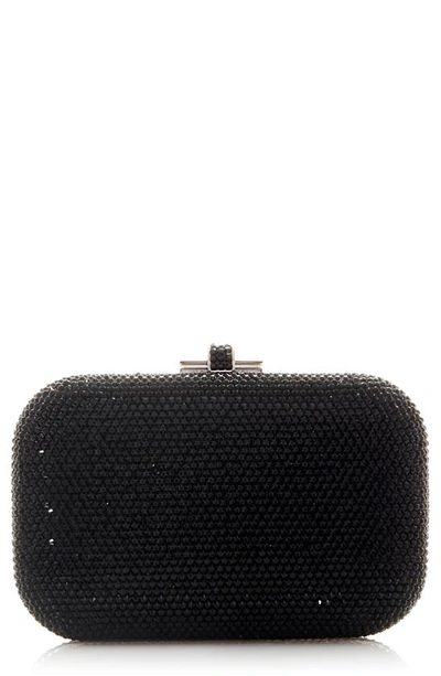 Shop Judith Leiber Crystal Embellished Slide Lock Clutch In Silver Prosecco