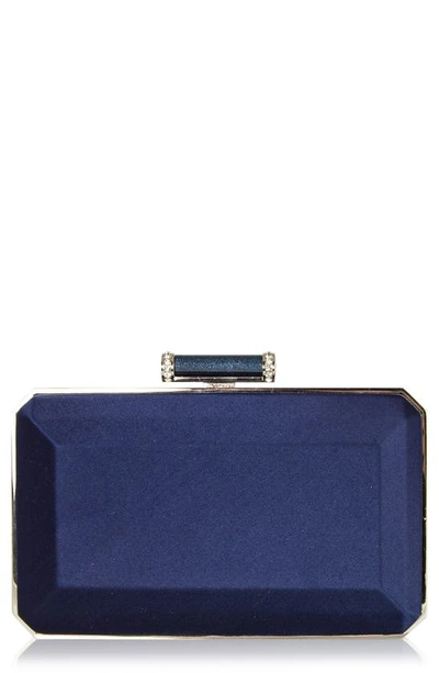 Shop Judith Leiber Couture Soho Satin Frame Clutch In Silver Navy