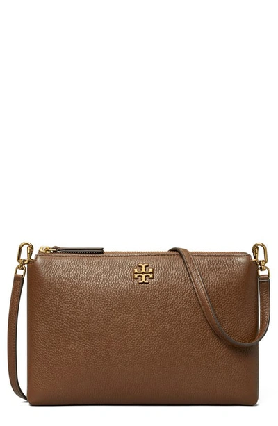 Tory Burch Kira Small Pebbled Leather Top-zip Crossbody In Brown
