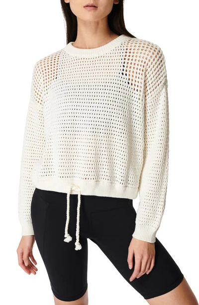 Shop Sweaty Betty Tides Open Stitch Pullover In Lily White