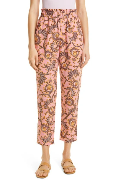 Shop A.l.c Henry Print Linen Pants In Pink/ Orange