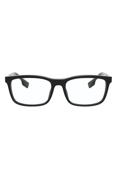 Shop Burberry 55mm Icon Stripe Detail Square Optical Glasses In Black