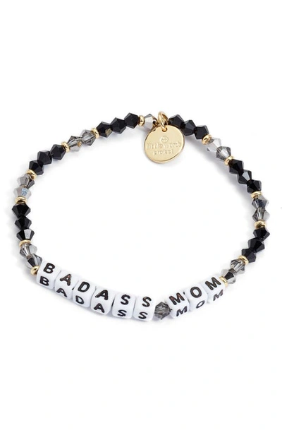 Shop Little Words Project Badass Mom Beaded Bracelet In Black/ White