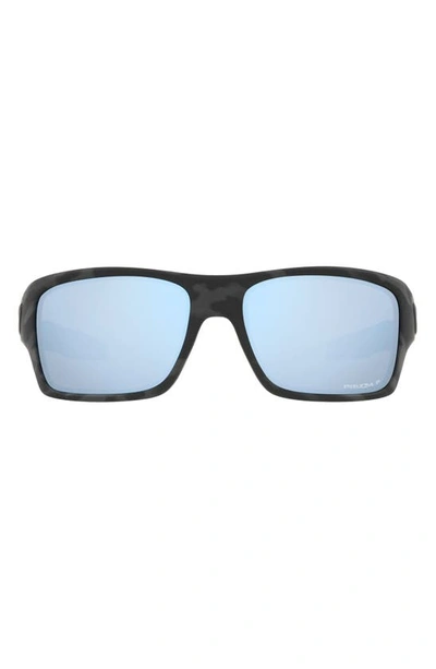 Shop Oakley Turbine 65mm Polarized Oversize Square Sunglasses In Rubber Black
