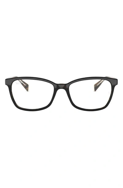 Shop Ray Ban 52mm Square Optical Glasses In Brown Havana