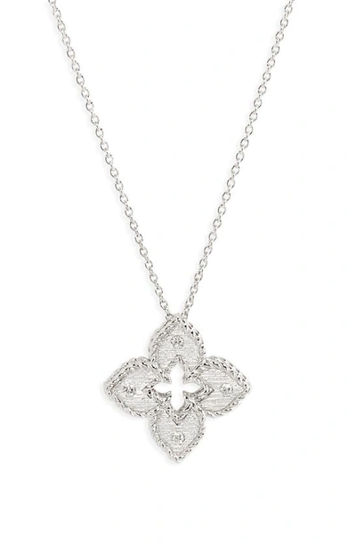 Shop Roberto Coin Venetian Princess Diamond Pendant Necklace In White Gold
