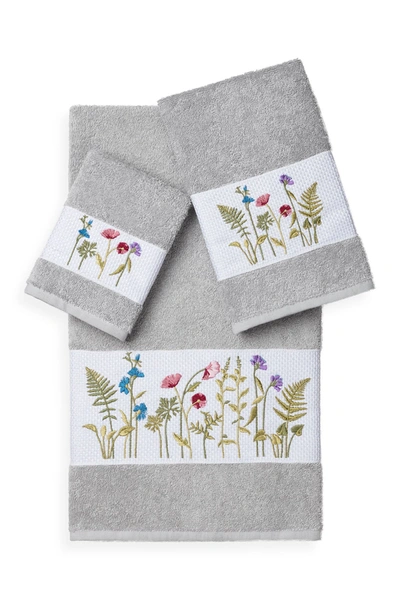 Shop Linum Home Serenity 3-piece Embellished Towel Set In Light Grey