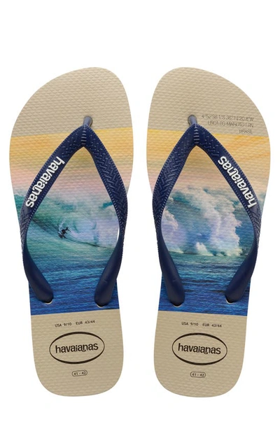 Shop Havaianas 'hype' Flip Flop In Sand Grey/ Navy Blue