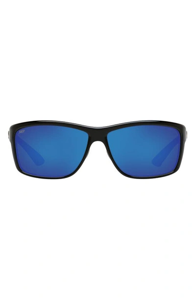 Shop Costa Del Mar 63mm Rectangle Sunglasses In Black Polarized Plastic