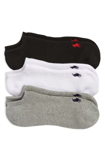 Shop Polo Ralph Lauren Full Cushion 3-pack Low Cut Socks In Grey Heather